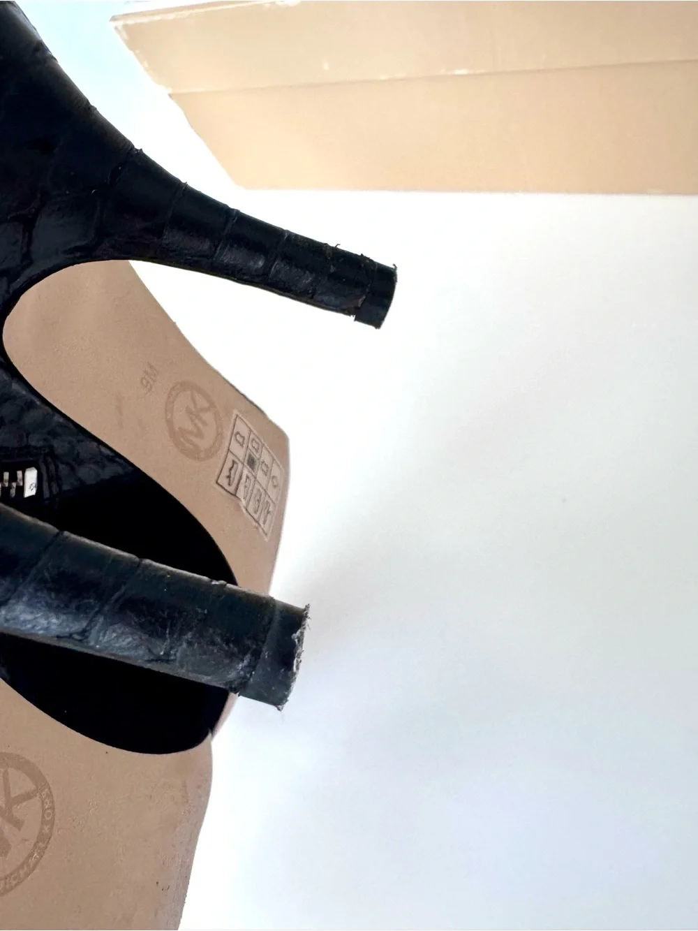 Michael Kors Black Suede & Embossed Leather Stiletto Ankle Booties, size 9M